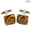 Cufflinks - Amber Spiral - Original Murano Glass OMG