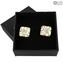 Cufflinks - White - Original Murano Glass OMG