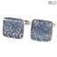 Cufflinks - Silver Blue - Original Murano Glass OMG