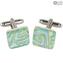 Boutons de manchette - Bleu clair - Verre de Murano original OMG