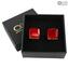 Boutons de manchette - Rosso - Verre de Murano Original OMG