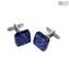 Boutons de manchette - Bleu marine - Verre de Murano Original OMG