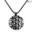 Pendentif - Noir & Argent - Verre Murano Orignal OMG