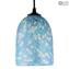 Candeeiro Millefiori Suspenso - Azul Claro - Vidro Murano Original