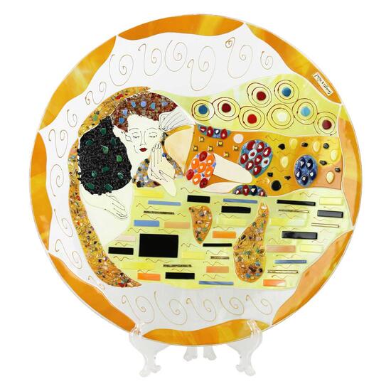 thre_kiss_klimt_round_plate_ Murano_glass_1.jpg