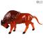Bufalo rouge - Sculpture à la main - Verre de Murano original OMG