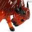 Bufalo rouge - Sculpture à la main - Verre de Murano original OMG
