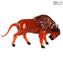 Bufalo rojo - Escultura hecha a mano - Cristal de Murano original OMG