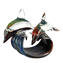 兩隻海豚-玉髓雕塑-穆拉諾原創玻璃OMG