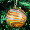 Christmas Ball - Orange Twisted Fantasy - Murano Glass Xmas