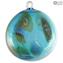 Christmas Ball - Light Blue Millefiori Fantasy - Murano Glass Xmas