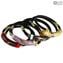 Armband Fiammingo - Schwarze lange Perlen mit Avventurina - Original Murano Glass OMG
