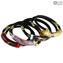 Bracelet Fiammingo - Perles Longues Noires avec Avventurina - Verre de Murano Original OMG