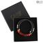 Bracelet Fiammingo - Perles Longues Rouges avec Avventurina - Verre de Murano Original OMG