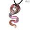 蛇形吊墜-粉色-Murano原始玻璃
