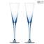 Drinking Glass Blue Murano - 2 pieces Classic Flute 