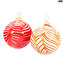 Set of 2 Xmas Tree Balls - White & Red - Original Murano Glass OMG