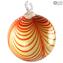 Set of 2 Xmas Tree Balls - White & Red - Original Murano Glass OMG