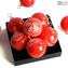 Set of 2 Xmas Tree Balls - White & Red - Original Murano Glass OMG