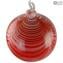 Set of 2 Xmas Tree Balls - White & Red - Original Murano Glass OMG