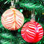 Set of 2 Xmas Tree Balls - White & Red - Original Murano Glass OMG