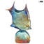 Poisson tropical sur socle - Sculpture en calcédoine - Verre de Murano original OMG