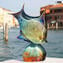 Poisson tropical sur socle - Sculpture en calcédoine - Verre de Murano original OMG