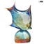 Poisson tropical sur socle - Sculpture en calcédoine - Verre de Murano original OMG