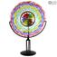 Disc on Stand Table Lamp - Rainbow - Original Murano Glass