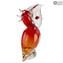 Roter Pelikan mit Fisch - Glasskulptur - Original Murano Glass OMG