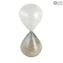 Hourglass - White and black - Original Murano Glass Omg