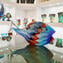 Pez azul con textura - escultura de cristal de Murano
