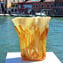 琥珀色の溶岩-ナプキンの花瓶-オリジナルのムラーノグラス