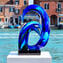 Vague de la mer bleue - Sculpture - Verre de Murano original OMG