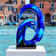 Ola del mar azul - Escultura - Vidrio de Murano original OMG