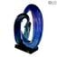 Vague de la mer bleue - Sculpture - Verre de Murano original OMG