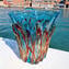 ファンタジー溶岩-ライトブルーナプキン花瓶-オリジナルムラーノグラス