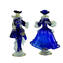 Estatuetas venezianas Goldoni para casal Azul profundo - decoração ouro 24kt