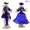 Couple Goldoni Venetian Figurines Deep blue - gold 24kt decoration