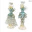 Couple Goldoni Venetian Figurines Light blue - gold 24kt decoration 