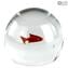 Boule de poisson d'aquarium - avec poisson rouge - Verre de Murano original OMG