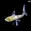 베이스가있는 금 상어-동물-원래 무라노 유리 OMG