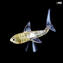 Requin d'or avec socle - Animaux - Verre de Murano original OMG