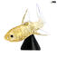 Requin d'or avec socle - Animaux - Verre de Murano original OMG