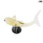 베이스가있는 금 상어-동물-원래 무라노 유리 OMG