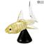 Requin d'or avec socle - Animaux - Verre de Murano original OMG