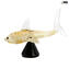 Requin d'or avec socle - Animaux - Verre de Murano original OMG