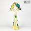 Parrots in Love - Green and Blue - Glass Sculpture