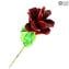 Fleur de rose - rouge - Verre de Murano original OMG