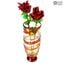 زهرة الورد الكبيرة - حمراء - زجاج مورانو الأصلي OMG